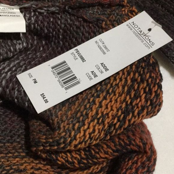 Notations Petite Sweater 3/4 Sleeves Earth Tones - Picture 7 of 7